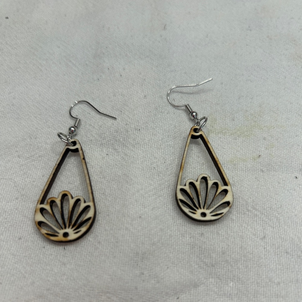 Wood Lotus Earrings